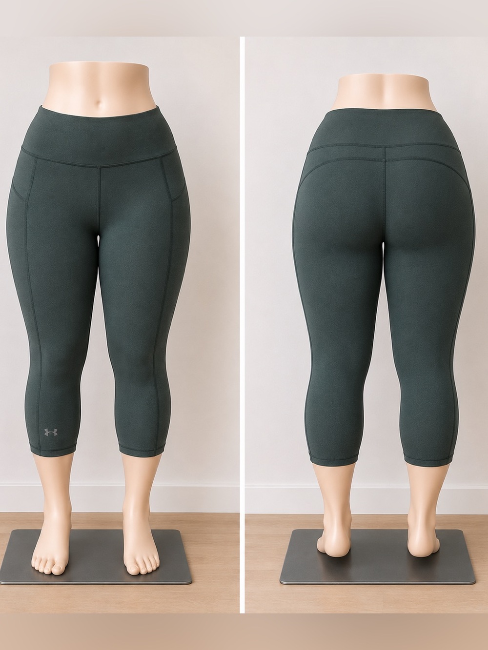 Under Armour Leggings HeatGear Compression Capri Pants Womens Large Green